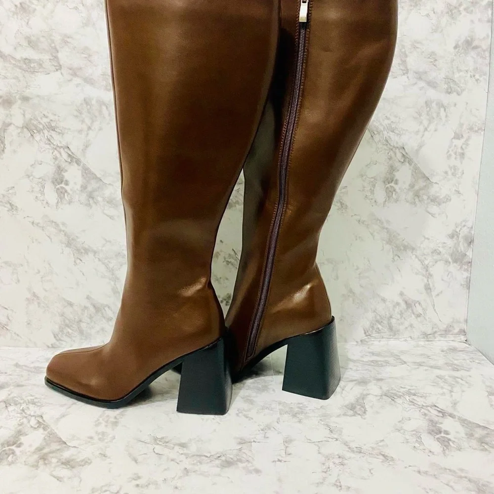 Renzo Knee-High Boots Brown - Picture 10 of 12